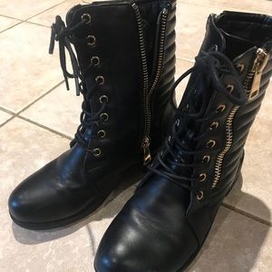 Black combat boots